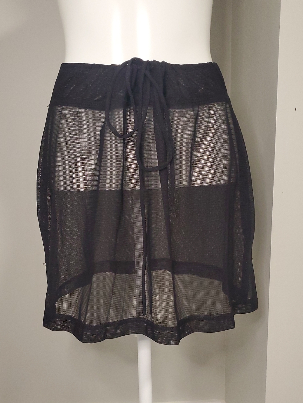 Black Sheer Mesh Swim Coverup Skirt